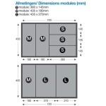 00 De modules hebben een letter die overeenkomst met volgende afmetingen 00